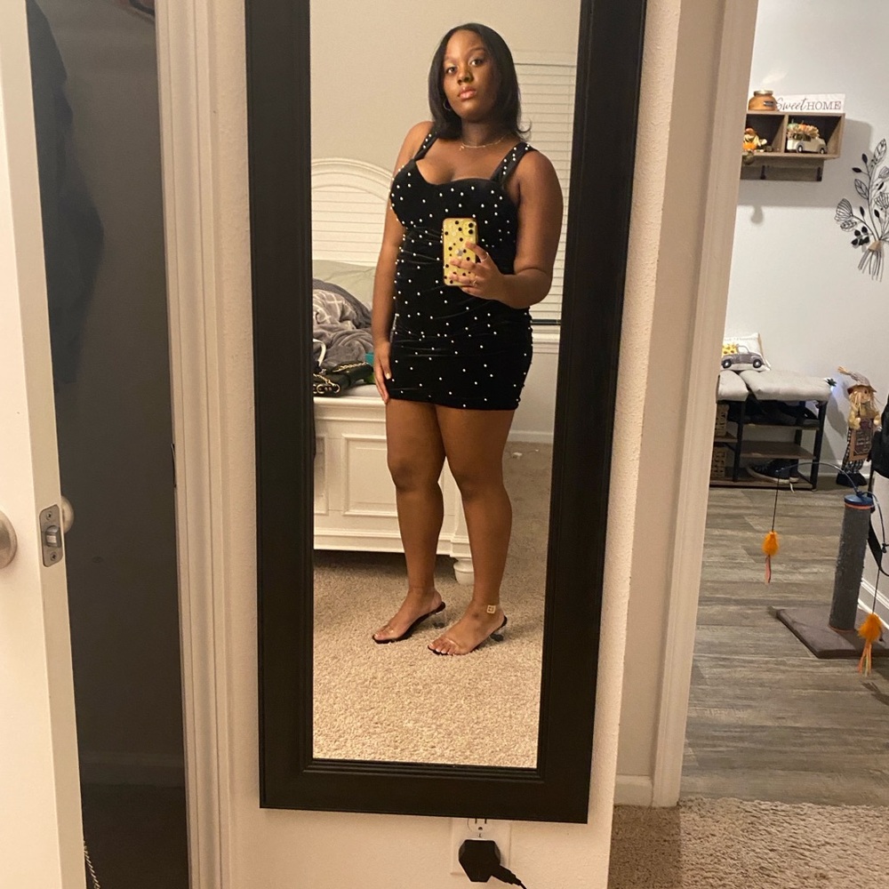 Elegant Black Studded Dress